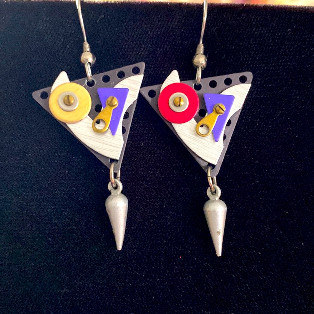 Earrings made from watch parts - included a third earring.